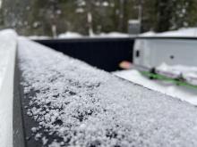 Graupel fell as the storm began. 