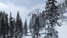 Natural D2 wind slab debris (pin location) on NE Ridge of Red Lake Peak, observed 10:30am on 3/7