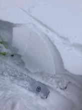 Cracking around skis while breaking trail signaling storm slab instabilities.  