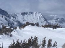 Loose dry sluffing off of Crag Peak