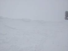 Tirggering wind slabs on small test slope was easy to do with a kick from a ski or by dropping a small piece of cornice onto the slope.