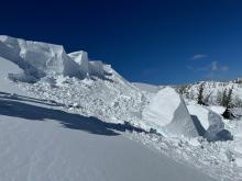 Cornice fall on NE aspect of Incline Peak