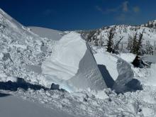 Cornice fall on NE aspect of Incline Peak