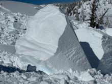 Cornice fall on NE aspect of Incline Peak