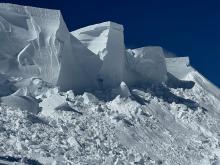 Cornice fall on NE aspect of Incline Peak