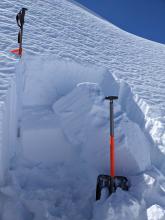 ECTP 30 on a wind-loaded test slope adjacent to the cornice failure. 