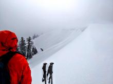 Natural wind slab avalanches on the East face of Mt. Judah.