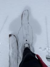 cracks around the skis