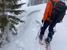 Small reactive wind slab failures on test slopes.