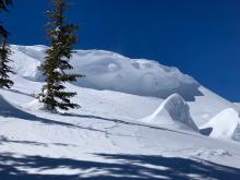 Very large cornices still exist along ridgelines in this area.