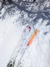 Skier triggered cracking in wind-drifted snow on a SW aspect on Tamarack Peak.