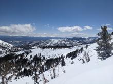 Large cornices above NE and N facing slopes on Tamarack Peak