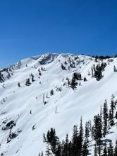 Absolutely gigantic cornices on Echo Peak