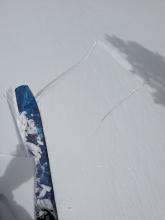 I ski cut and traversed several wind loaded test slopes today, this was the only one I was able to create a fracture on.