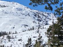 Recent cornice collapse sometime today along the N face of Donner Peak.