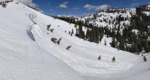 Large cornice collapses in Johnson Canyon that happened between yesterday afternoon and this morning. 