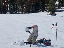 The melt-freeze crust was close to 8 inches thick in many places above 8000 ft this morning.