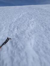 Many slopes had a rough texture that may help help with new snow bonding 
