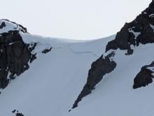 One of the few large cornices above Forestdale that hasn't fallen yet (Elephants Graveyard)