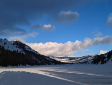 7am cloud cover over Lower Echo Lake 