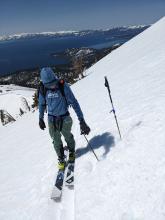 Some places where a shallower snowpack existed near the ridge held deep wet snow at 11 am.