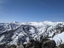 Views into Desolation Wilderness with a deep snowpack.