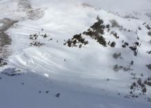 Natural slab avalanche that appears to have run overnight.
