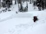 Smaller avalanche from the afternoon in an adjacent path. 