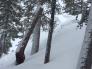 Skier triggered wind slab avalanche.  Crown line test pit on right.  