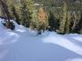 Looking down the avalanche path.