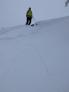 Kicking off cornice on test slope triggered small D1 wind slab avalanche with a 2" crown